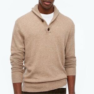 J Crew Sweater Men Med Brown Long Sleeve Shawl Neck Wool Blend Pullover